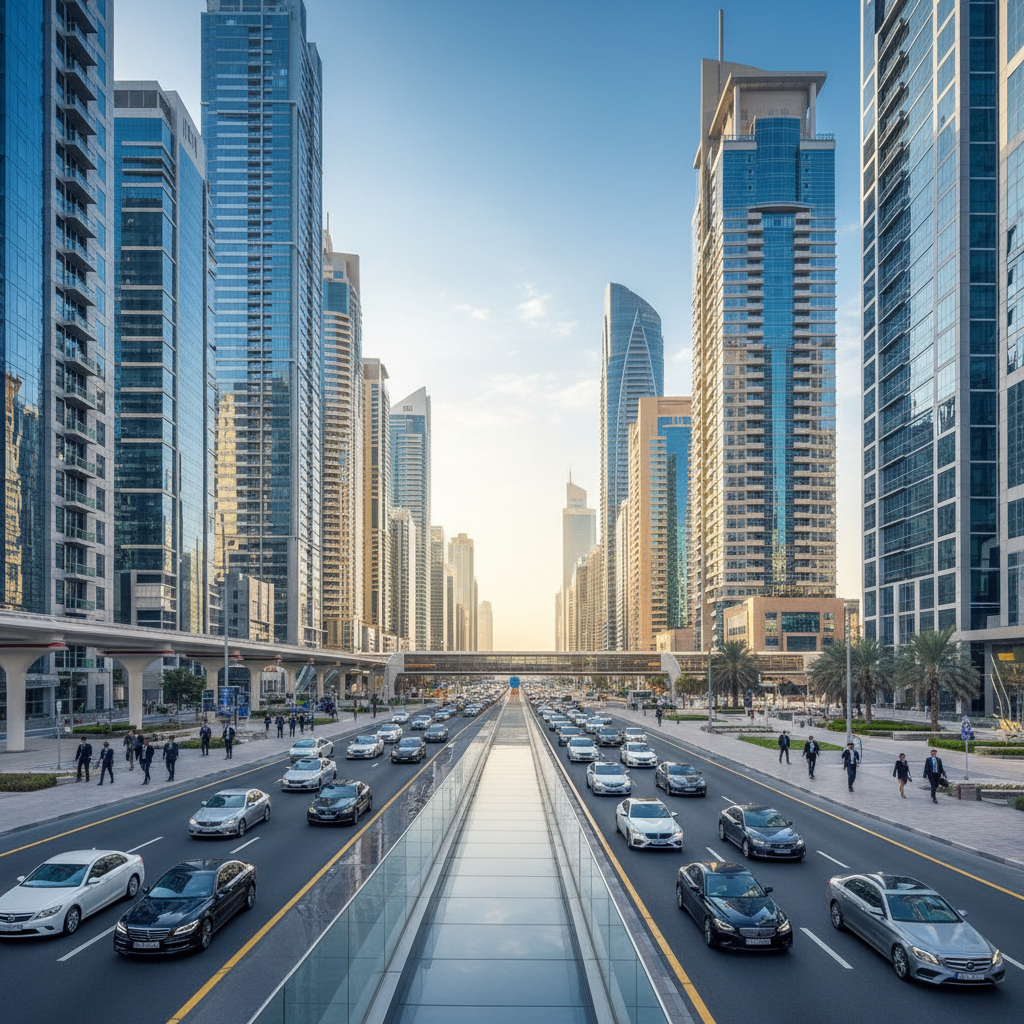 Dubai mainland business district with professionals representing company setup opportunities