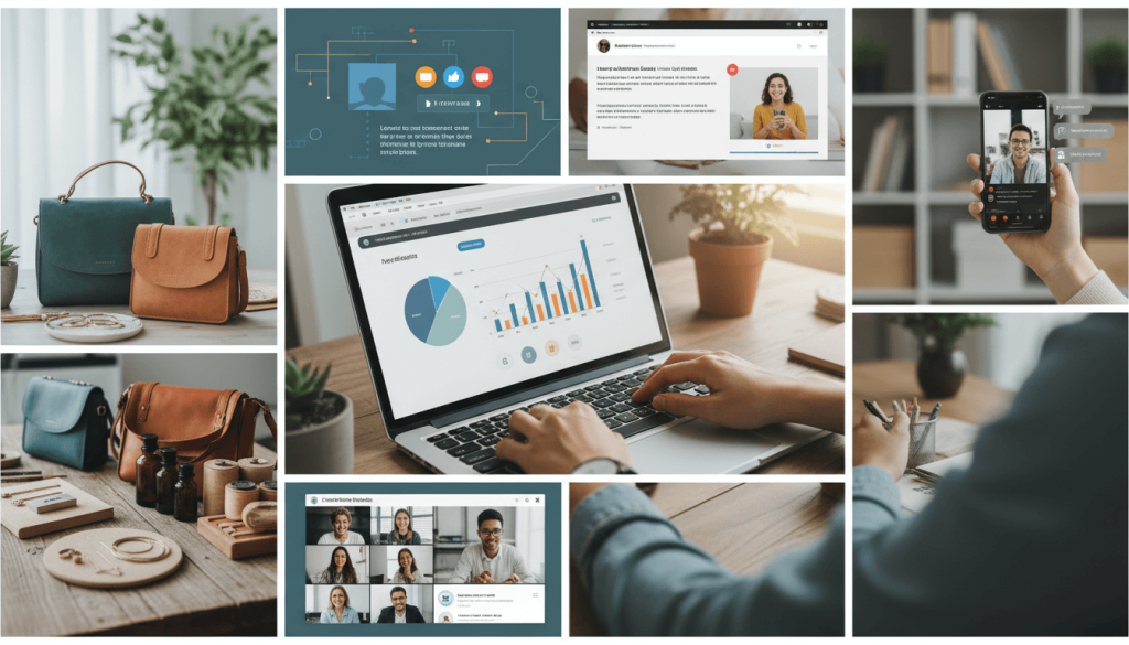 Entrepreneur building an online small business in UAE with low investment using e-commerce and social media