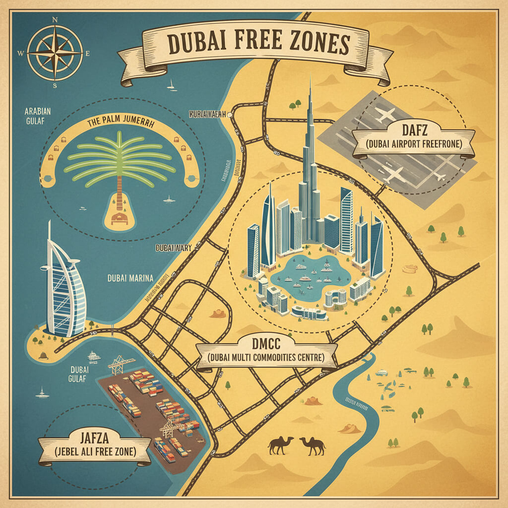 Free zone business setup in Dubai across DMCC, JAFZA and DAFZ