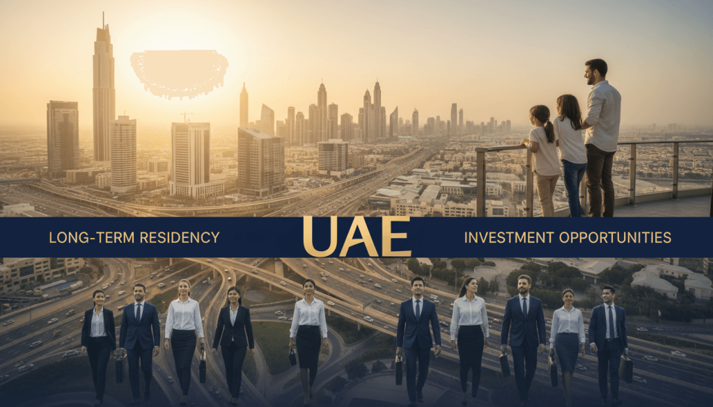Dubai skyline at sunset representing long-term residency and investment opportunities in the UAE