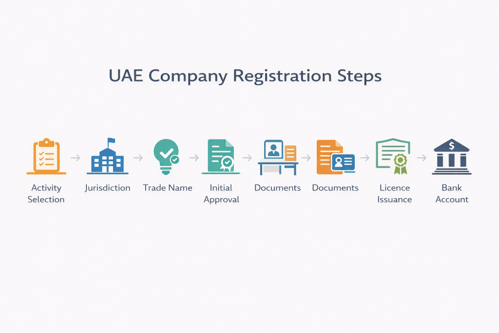 Business registration in UAE steps from trade name to trade licence