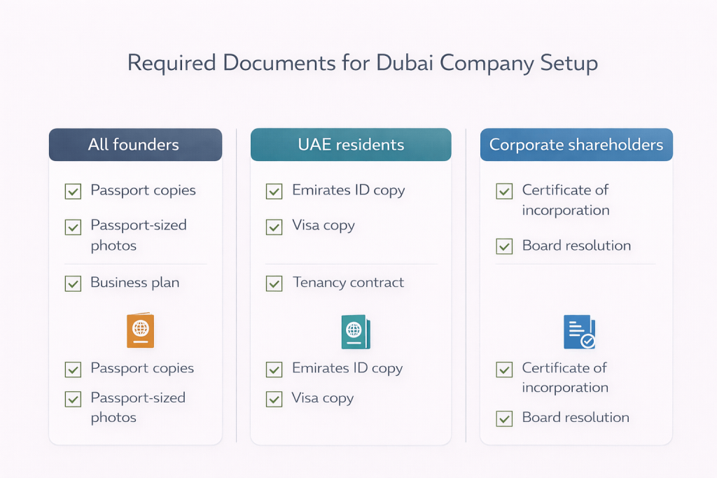 Documents required to start a company in Dubai checklist