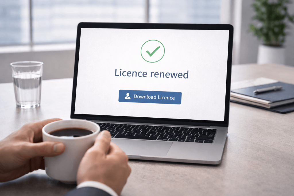 Downloading a renewed trade licence document