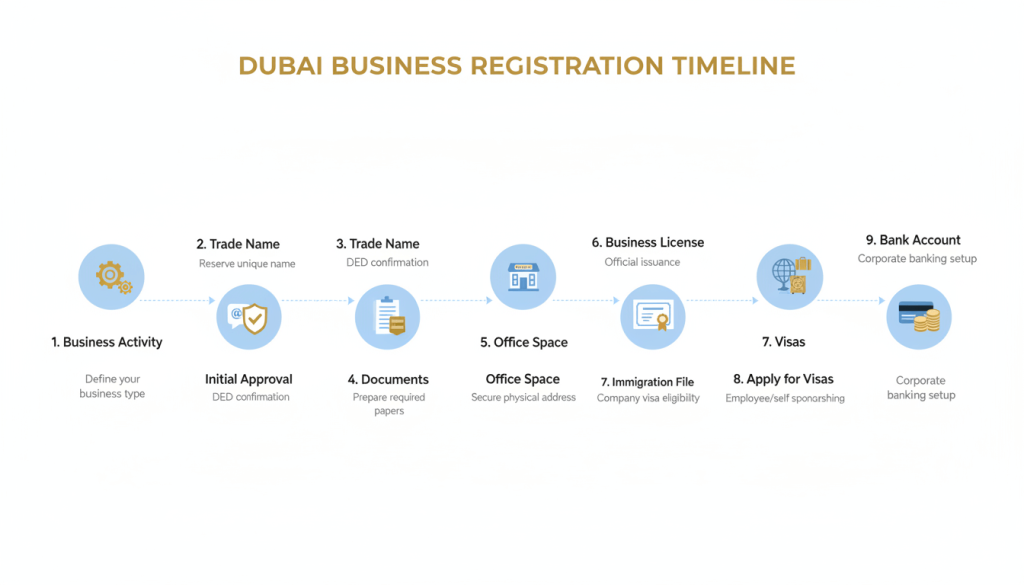 Dubai business registration steps and licence process timeline