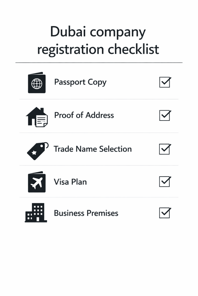Dubai company setup document checklist