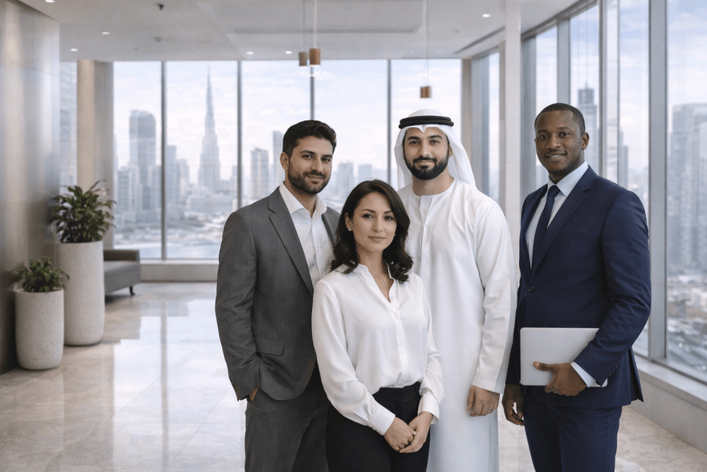 Entrepreneurs preparing to register a business in the UAE