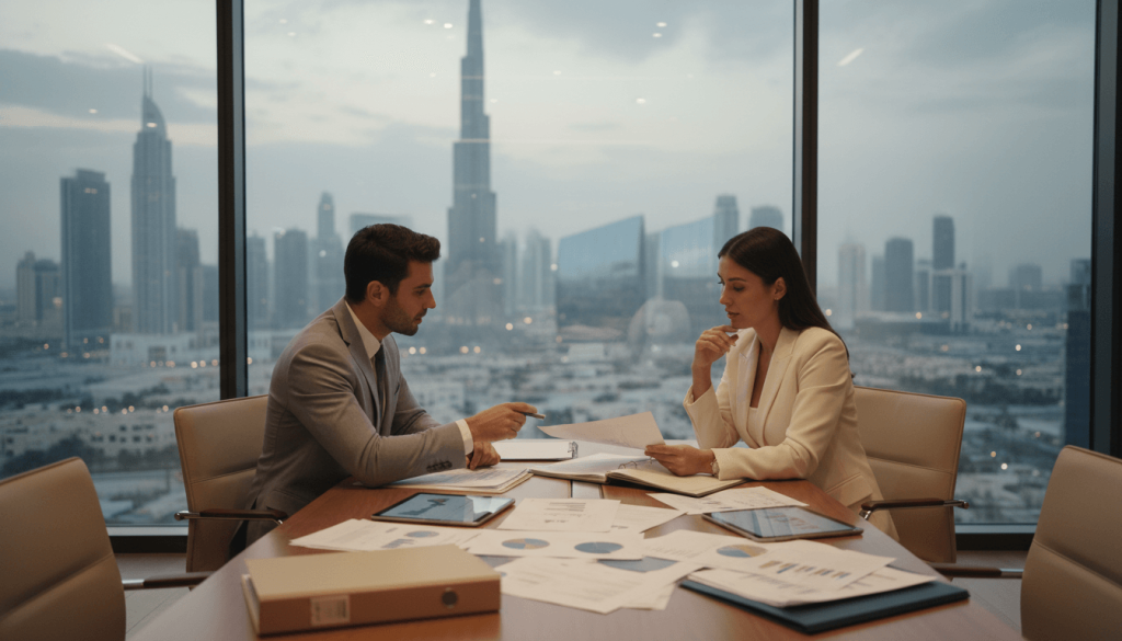 Founder discussing IFZA free zone company setup in Dubai