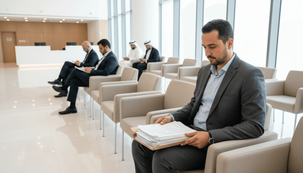 Founder preparing visa paperwork as part of Dubai business setup