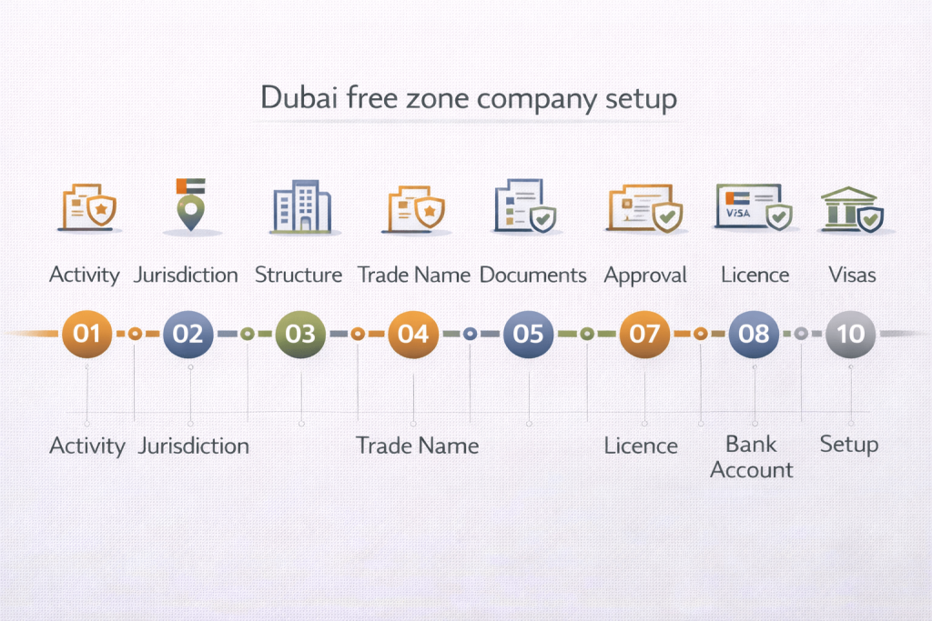Free zone steps for setting up a company in Dubai