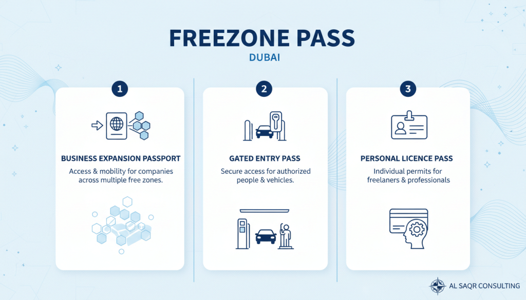 Freezone pass meaning in Dubai - passport, gate access, and personal licence routes