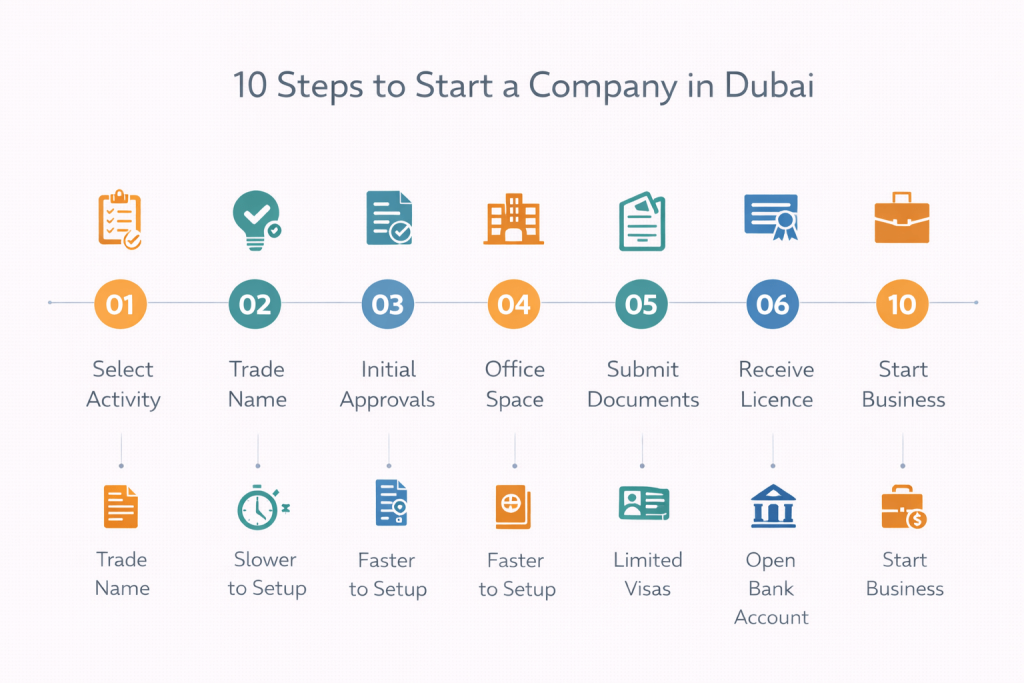 How to start a company in Dubai - step-by-step company formation timeline