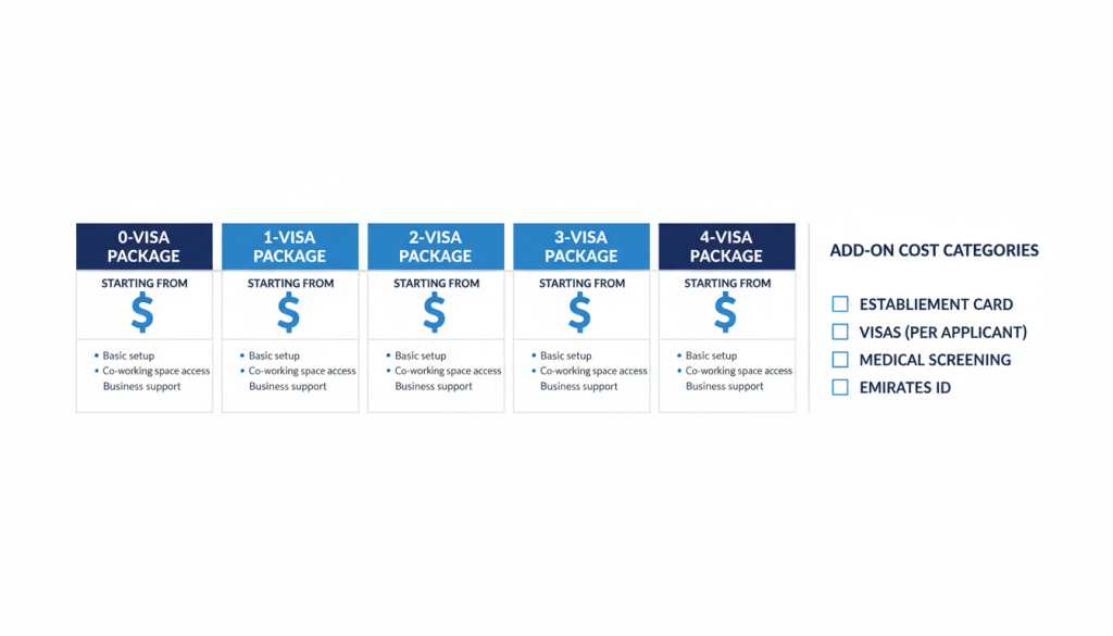 IFZA UAE cost tiers and the main add-on fees to budget for