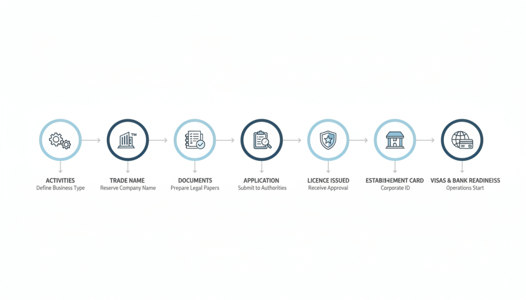 IFZA company setup process steps from activities to visas