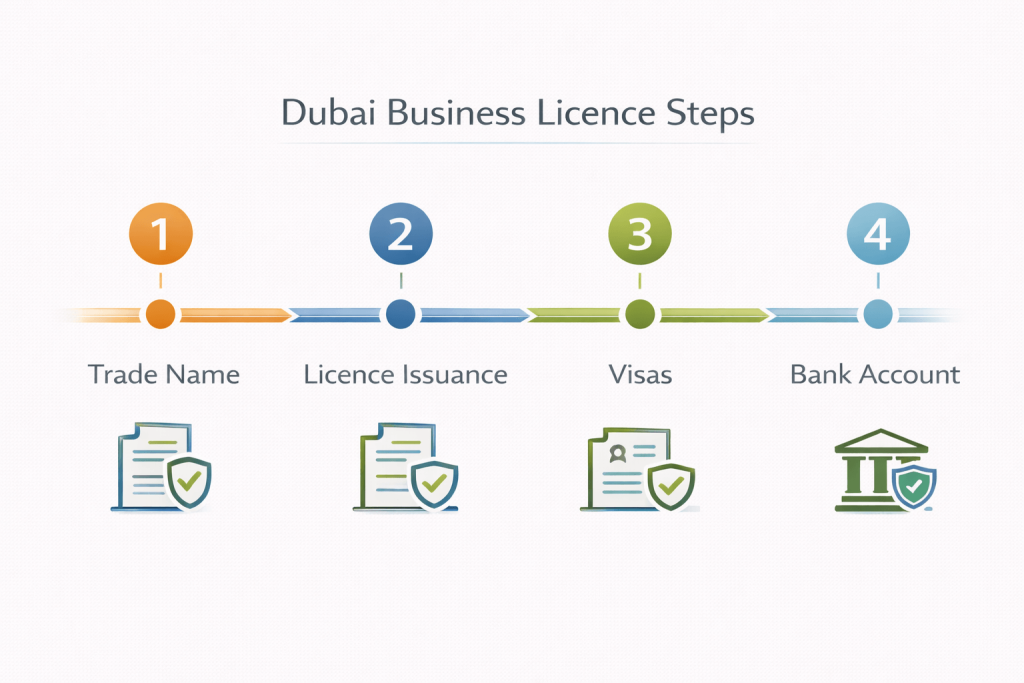 Licence steps and registration checklist for setting up a new business in Dubai