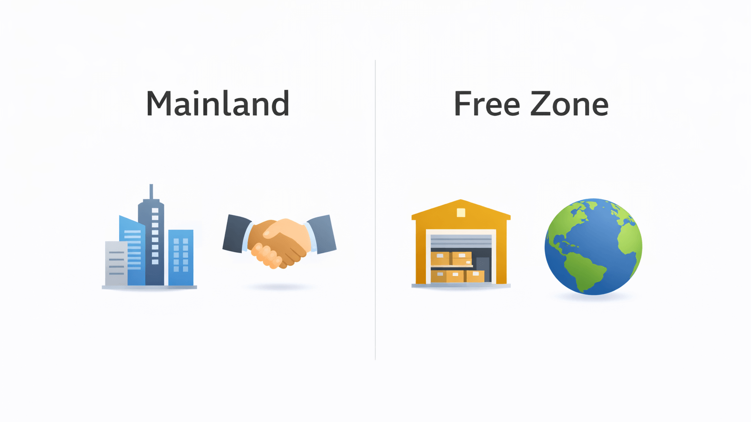 Mainland vs free zone setup options for a new business in Dubai