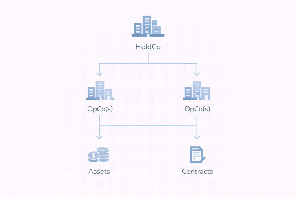 Offshore structure diagram showing holding company and operating companies