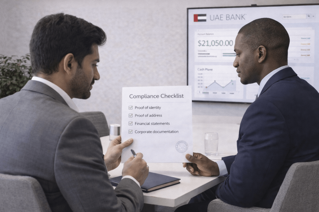 Preparing documents to open a corporate bank account in the UAE