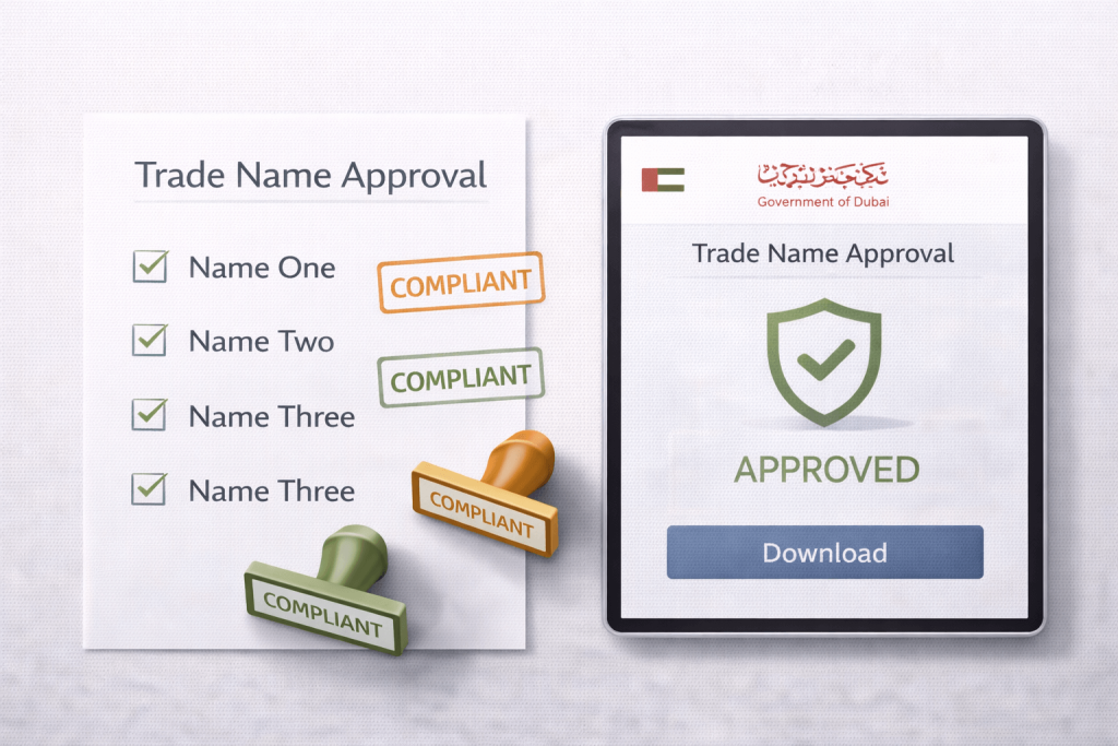 Trade name approval checklist for Dubai company registration