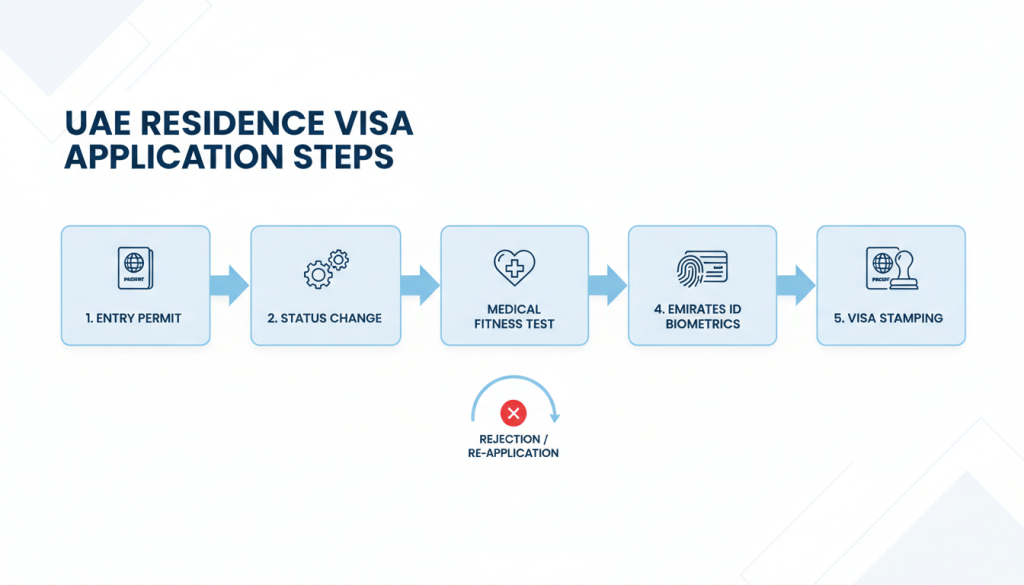 UAE residence visa steps and typical cost components for free zone companies
